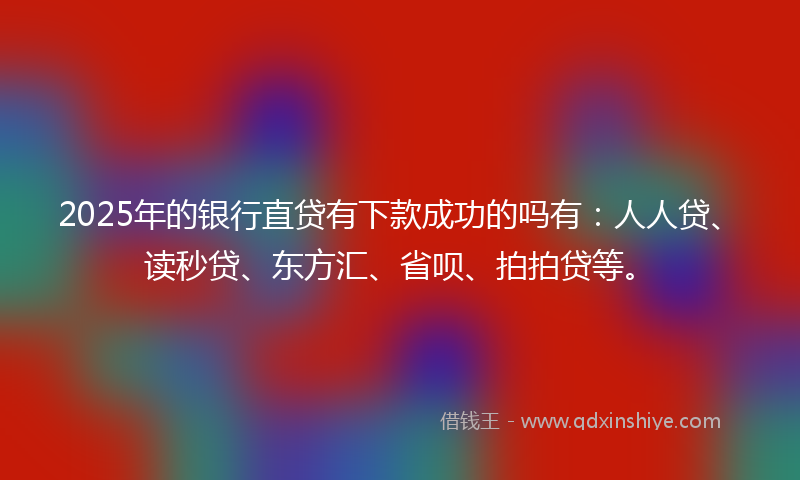 2025年的银行直贷有下款成功的吗有：人人贷、读秒贷、东方汇、省呗、拍拍贷等。