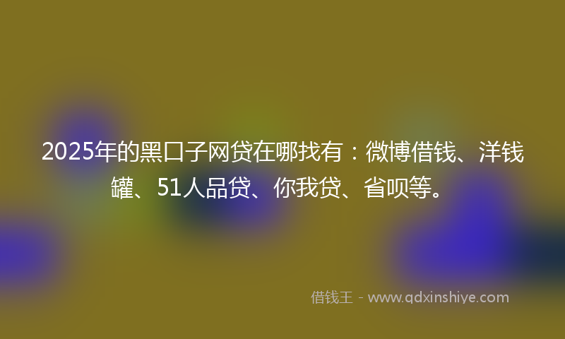 2025年的黑口子网贷在哪找有：微博借钱、洋钱罐、51人品贷、你我贷、省呗等。