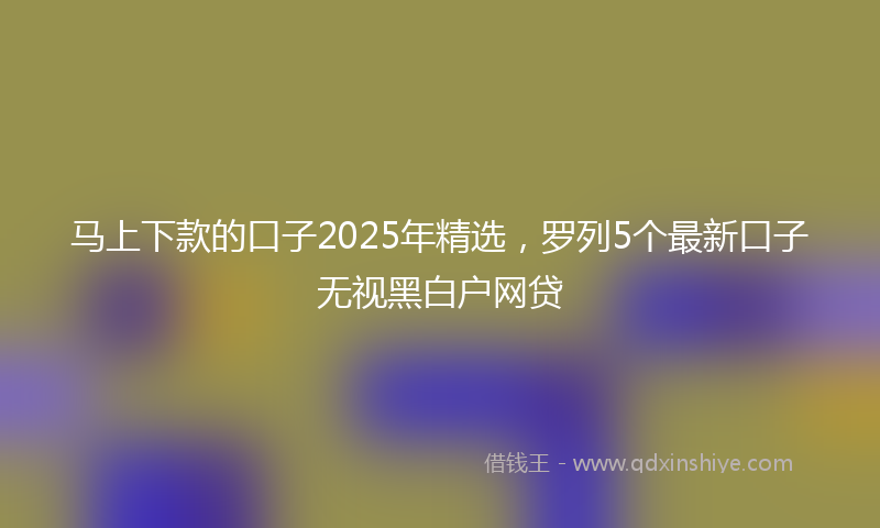 马上下款的口子2025年精选，罗列5个最新口子无视黑白户网贷