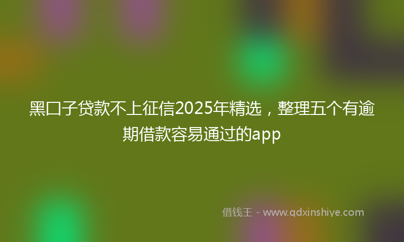 黑囗子贷款不上征信2025年精选，整理五个有逾期借款容易通过的app