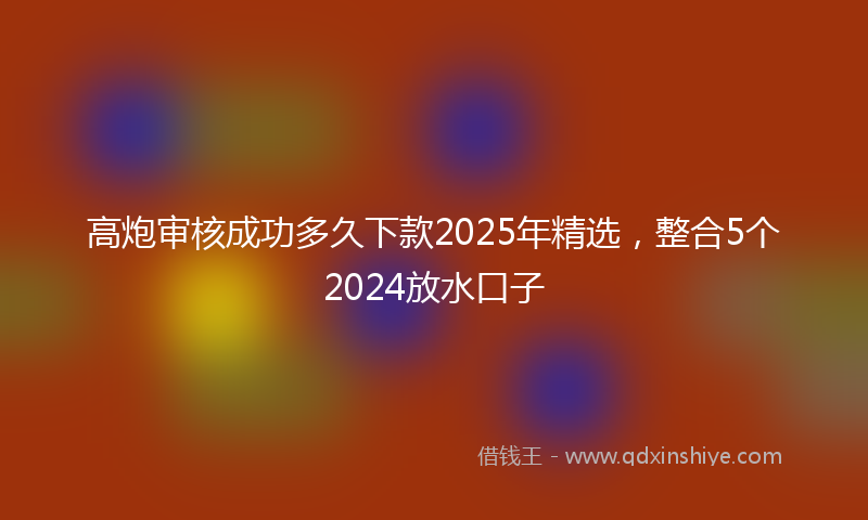 高炮审核成功多久下款2025年精选，整合5个2024放水口子