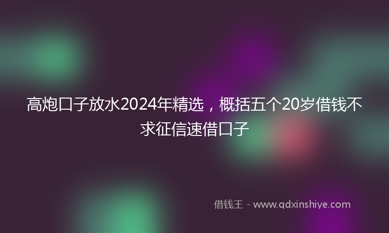 高炮口子放水2024年精选，概括五个20岁借钱不求征信速借口子