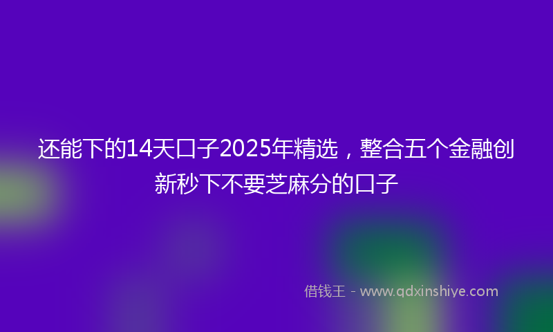 还能下的14天口子2025年精选，整合五个金融创新秒下不要芝麻分的口子