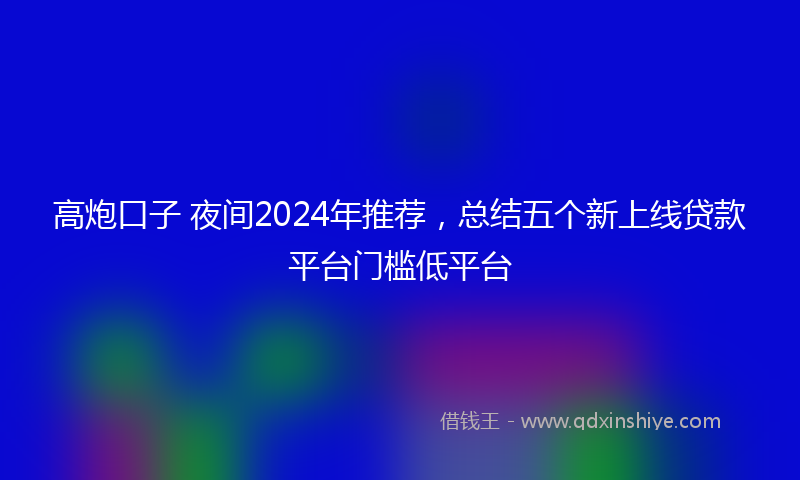 高炮口子 夜间2024年推荐，总结五个新上线贷款平台门槛低平台