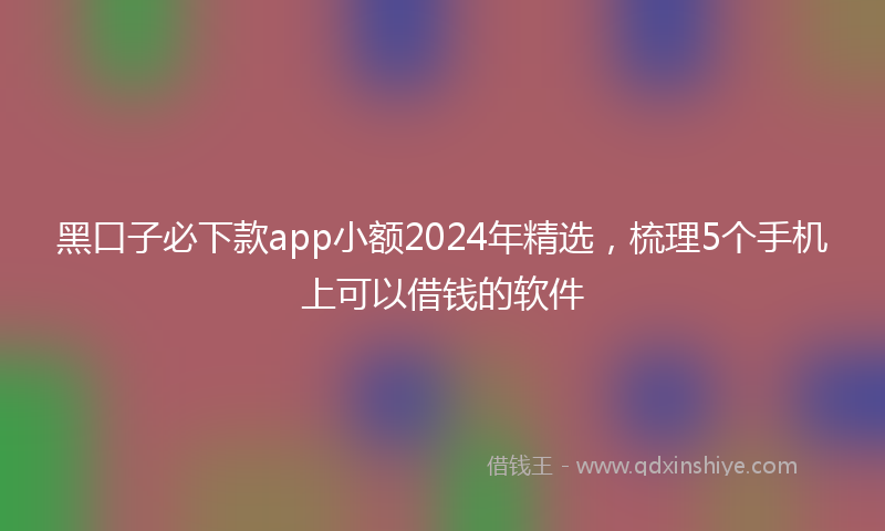 黑口子必下款app小额2024年精选，梳理5个手机上可以借钱的软件