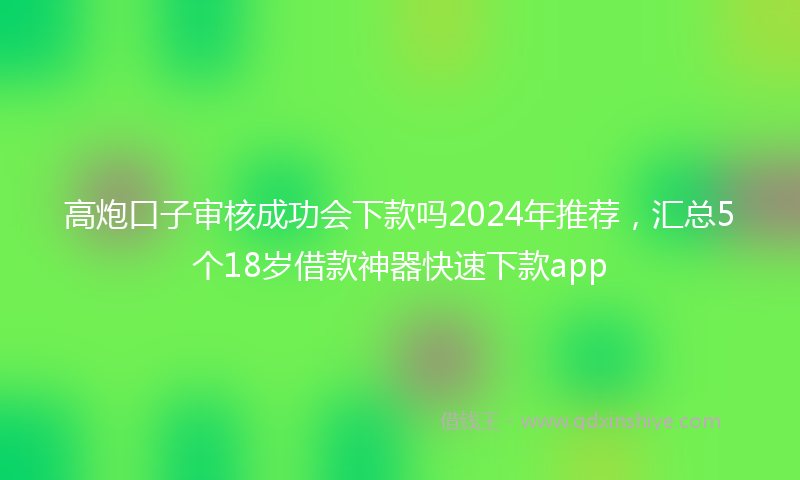 高炮口子审核成功会下款吗2024年推荐，汇总5个18岁借款神器快速下款app