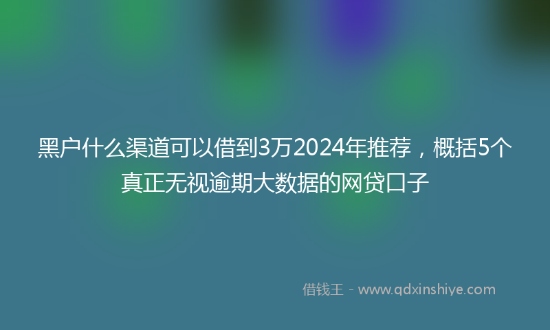黑户什么渠道可以借到3万2024年推荐，概括5个真正无视逾期大数据的网贷口子