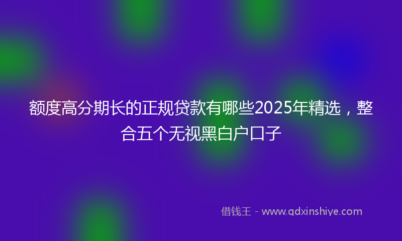 额度高分期长的正规贷款有哪些2025年精选，整合五个无视黑白户口子