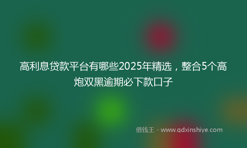 高利息贷款平台有哪些2025年精选，整合5个高炮双黑逾期必下款口子