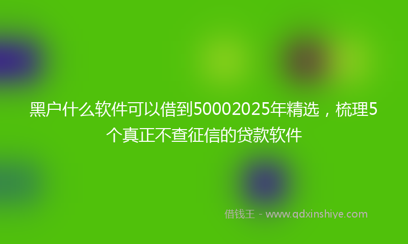 黑户什么软件可以借到50002025年精选，梳理5个真正不查征信的贷款软件