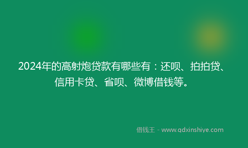 2024年的高射炮贷款有哪些有：还呗、拍拍贷、信用卡贷、省呗、微博借钱等。