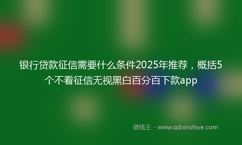 银行贷款征信需要什么条件2025年推荐，概括5个不看征信无视黑白百分百下款app