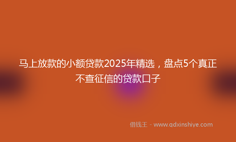 马上放款的小额贷款2025年精选，盘点5个真正不查征信的贷款口子