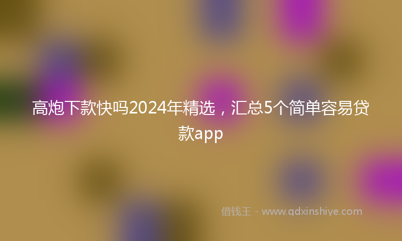 高炮下款快吗2024年精选，汇总5个简单容易贷款app