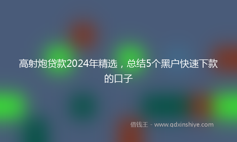 高射炮贷款2024年精选，总结5个黑户快速下款的口子