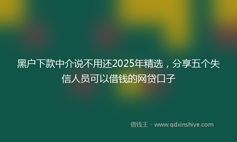 黑户下款中介说不用还2025年精选，分享五个失信人员可以借钱的网贷口子