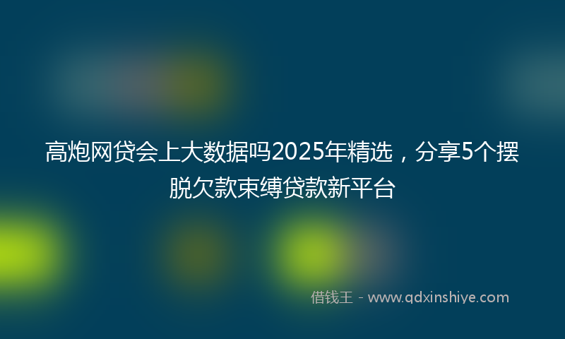 高炮网贷会上大数据吗2025年精选，分享5个摆脱欠款束缚贷款新平台