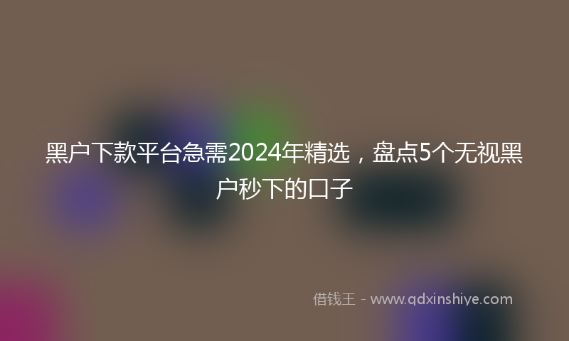 黑户下款平台急需2024年精选，盘点5个无视黑户秒下的口子