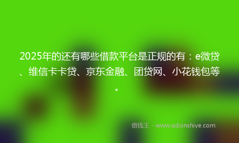 2025年的还有哪些借款平台是正规的有：e微贷、维信卡卡贷、京东金融、团贷网、小花钱包等。