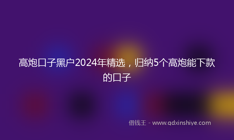 高炮口子黑户2024年精选，归纳5个高炮能下款的口子