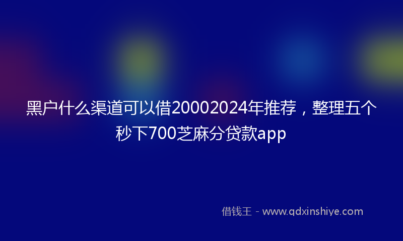 黑户什么渠道可以借20002024年推荐，整理五个秒下700芝麻分贷款app