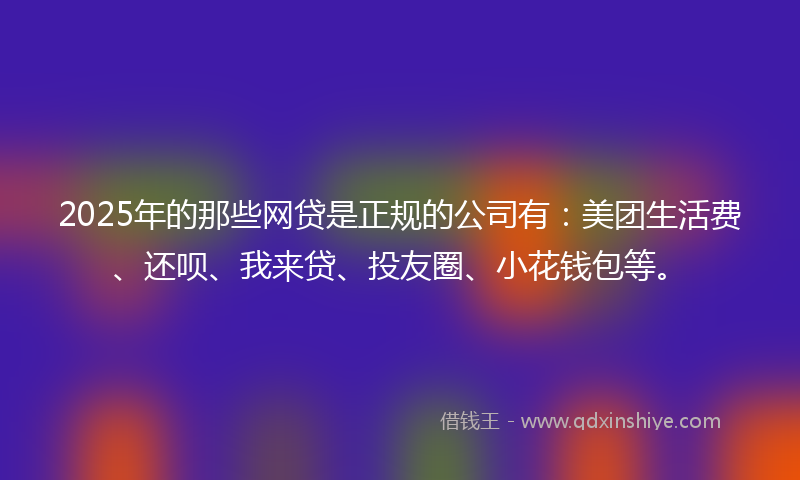 2025年的那些网贷是正规的公司有：美团生活费、还呗、我来贷、投友圈、小花钱包等。