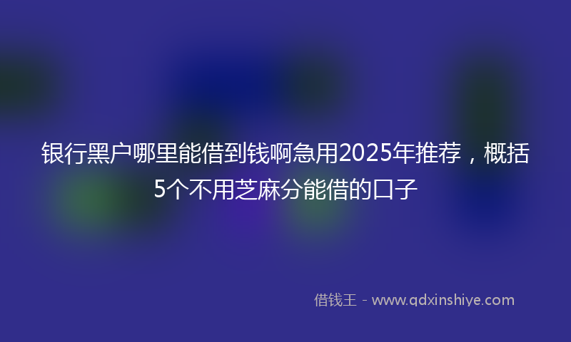 银行黑户哪里能借到钱啊急用2025年推荐，概括5个不用芝麻分能借的口子