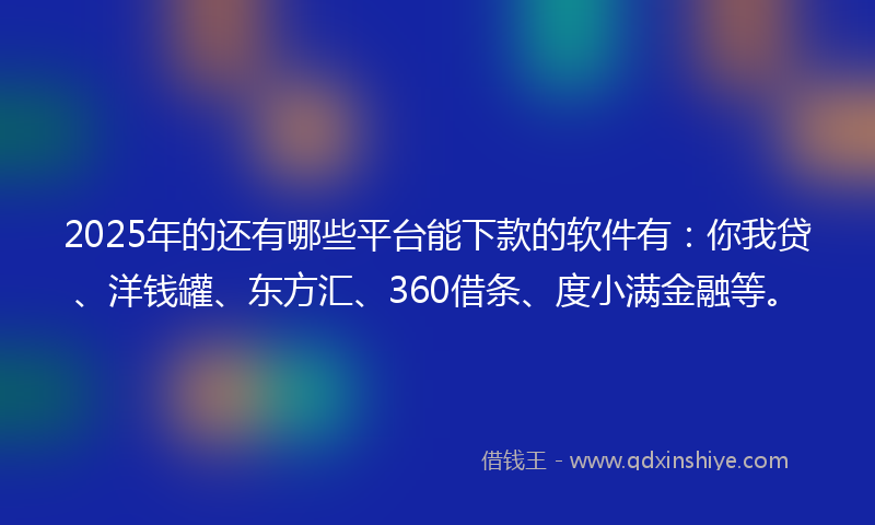 2025年的还有哪些平台能下款的软件有：你我贷、洋钱罐、东方汇、360借条、度小满金融等。