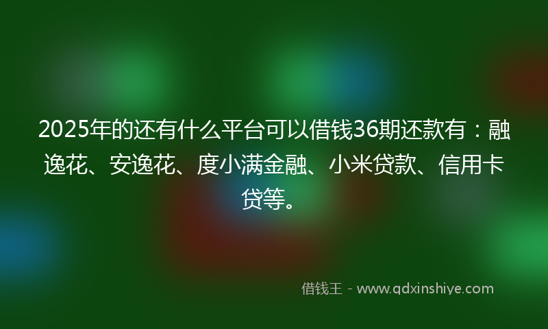 2025年的还有什么平台可以借钱36期还款有：融逸花、安逸花、度小满金融、小米贷款、信用卡贷等。