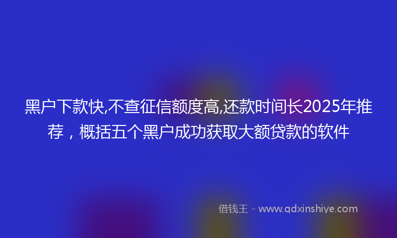 黑户下款快,不查征信额度高,还款时间长2025年推荐，概括五个黑户成功获取大额贷款的软件