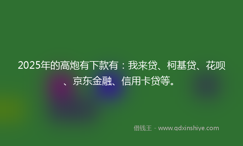 2025年的高炮有下款有：我来贷、柯基贷、花呗、京东金融、信用卡贷等。