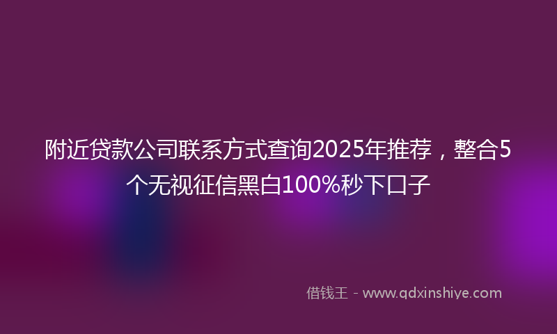 附近贷款公司联系方式查询2025年推荐，整合5个无视征信黑白100%秒下口子