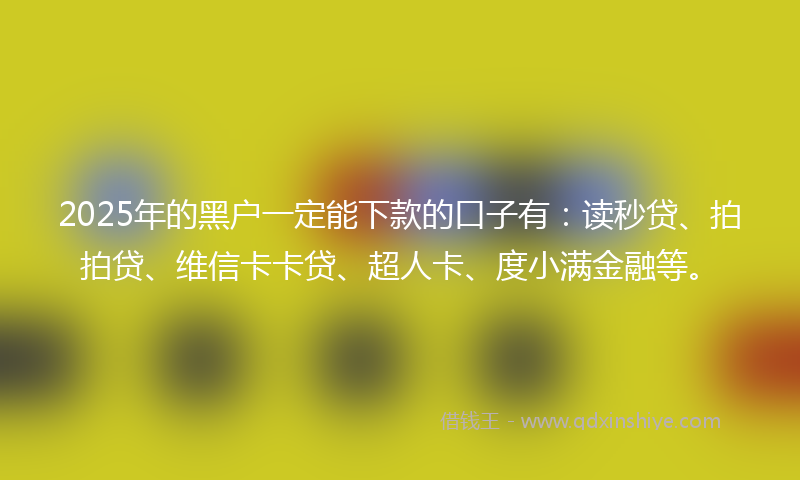 2025年的黑户一定能下款的口子有：读秒贷、拍拍贷、维信卡卡贷、超人卡、度小满金融等。