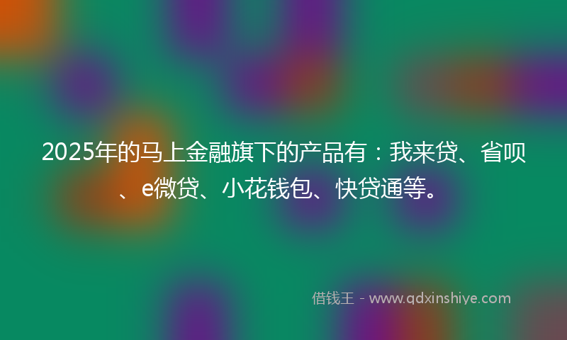 2025年的马上金融旗下的产品有：我来贷、省呗、e微贷、小花钱包、快贷通等。