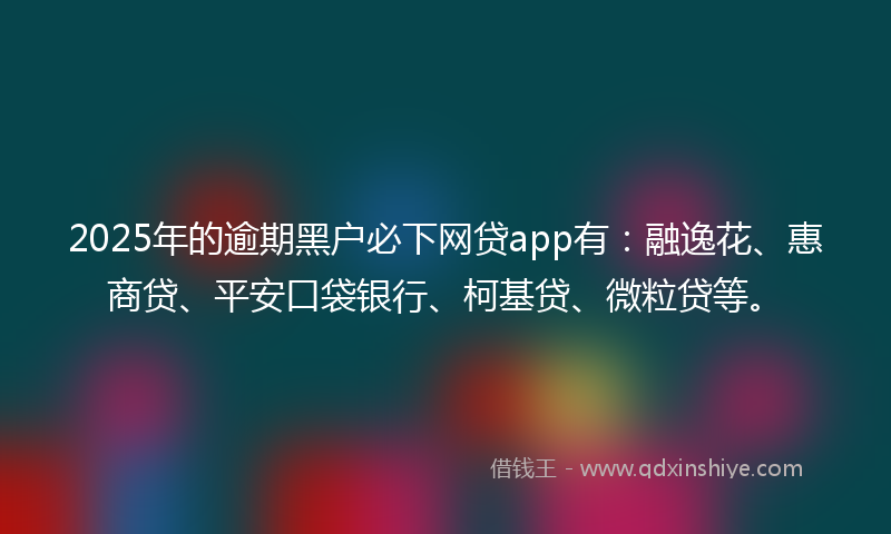 2025年的逾期黑户必下网贷app有：融逸花、惠商贷、平安口袋银行、柯基贷、微粒贷等。