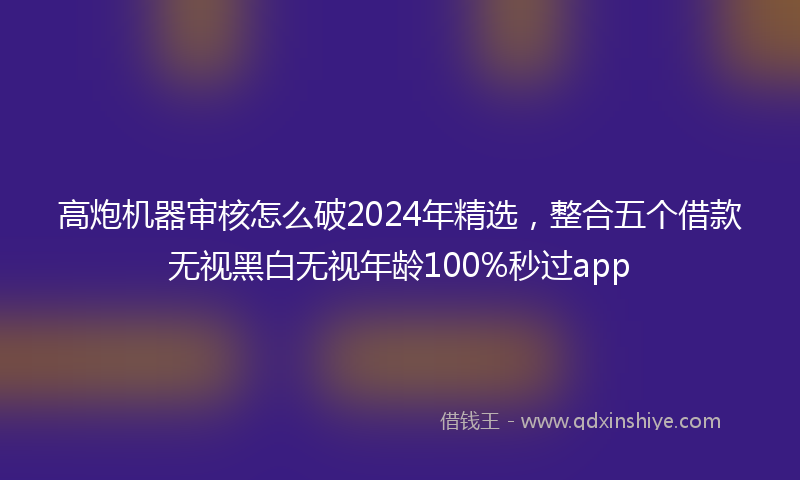 高炮机器审核怎么破2024年精选，整合五个借款无视黑白无视年龄100%秒过app