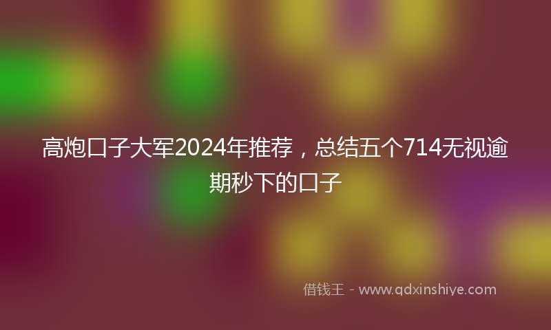 高炮口子大军2024年推荐，总结五个714无视逾期秒下的口子