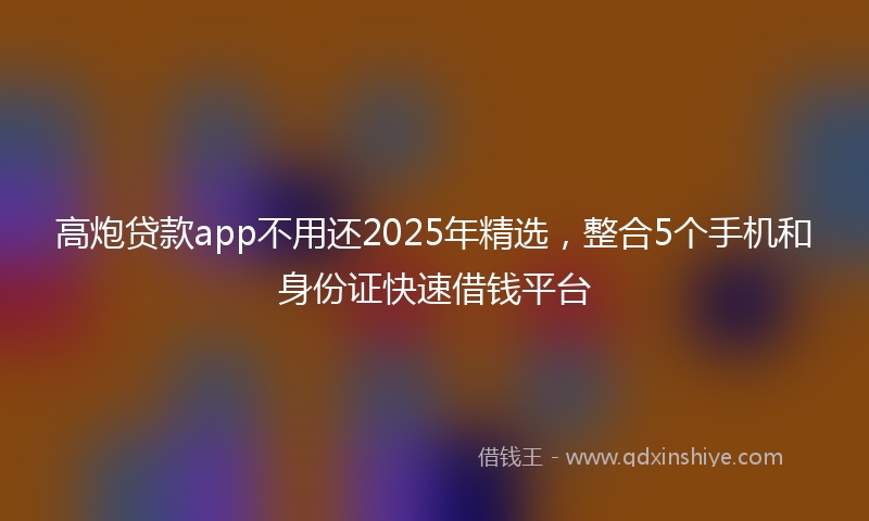 高炮贷款app不用还2025年精选，整合5个手机和身份证快速借钱平台