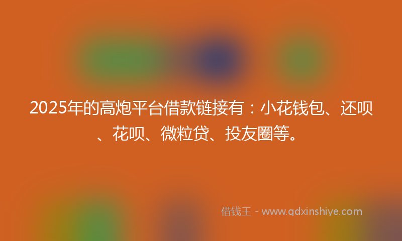 2025年的高炮平台借款链接有：小花钱包、还呗、花呗、微粒贷、投友圈等。