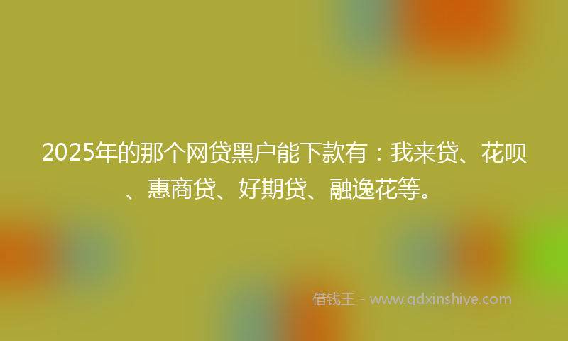2025年的那个网贷黑户能下款有：我来贷、花呗、惠商贷、好期贷、融逸花等。