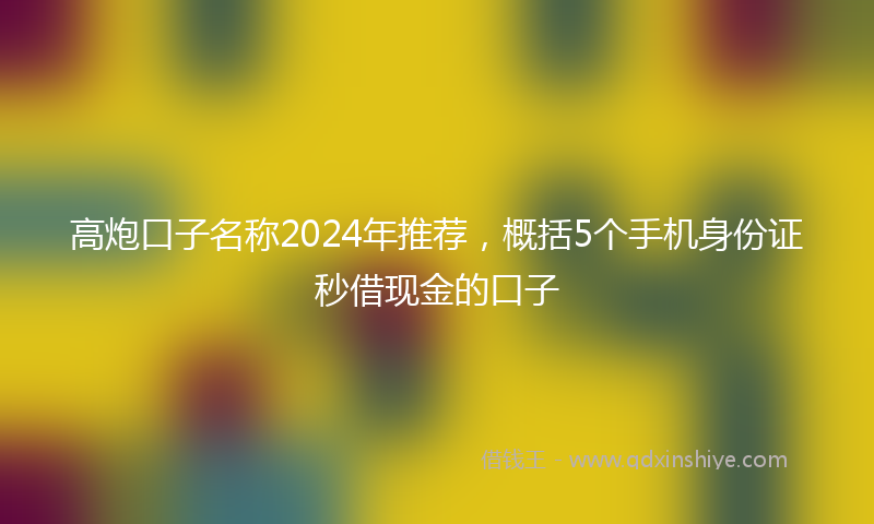 高炮口子名称2024年推荐，概括5个手机身份证秒借现金的口子