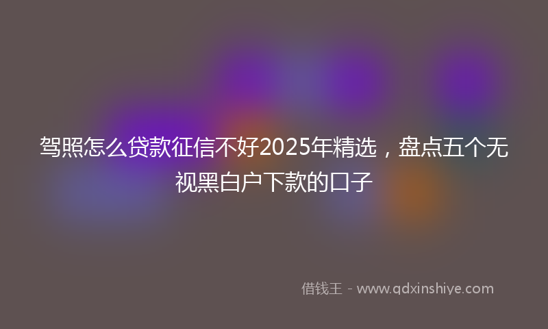 驾照怎么贷款征信不好2025年精选，盘点五个无视黑白户下款的口子