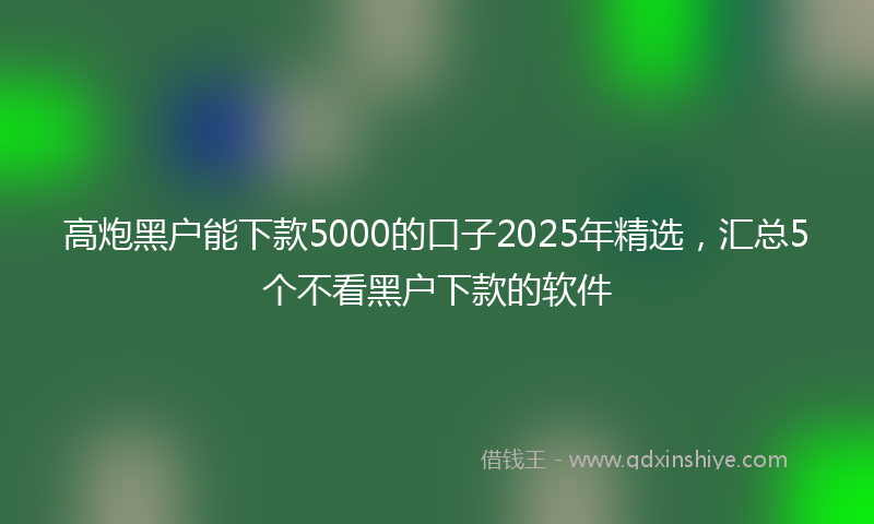 高炮黑户能下款5000的口子2025年精选，汇总5个不看黑户下款的软件