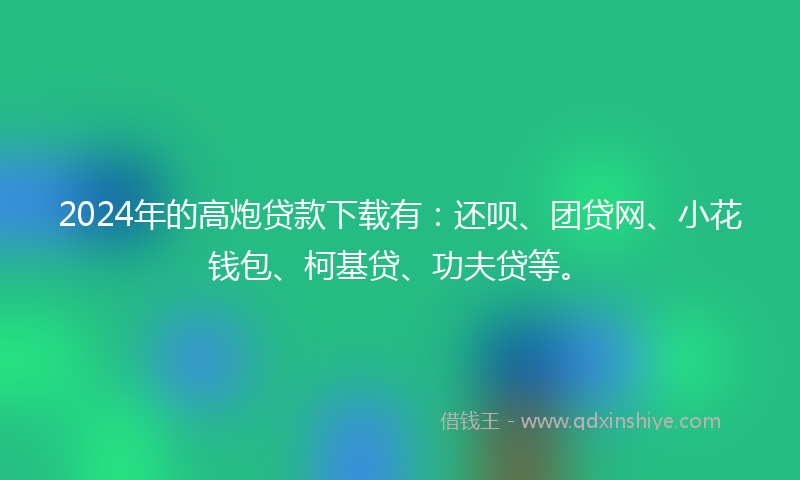 2024年的高炮贷款下载有：还呗、团贷网、小花钱包、柯基贷、功夫贷等。