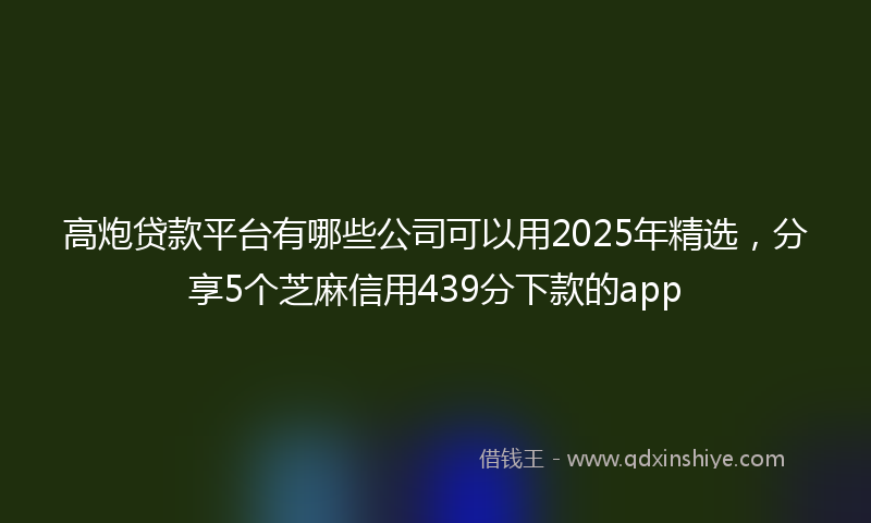 高炮贷款平台有哪些公司可以用2025年精选，分享5个芝麻信用439分下款的app
