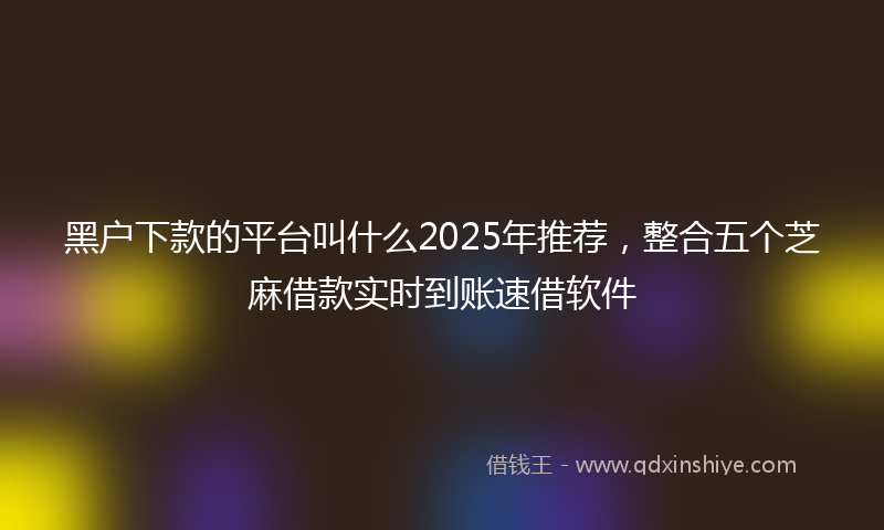 黑户下款的平台叫什么2025年推荐，整合五个芝麻借款实时到账速借软件