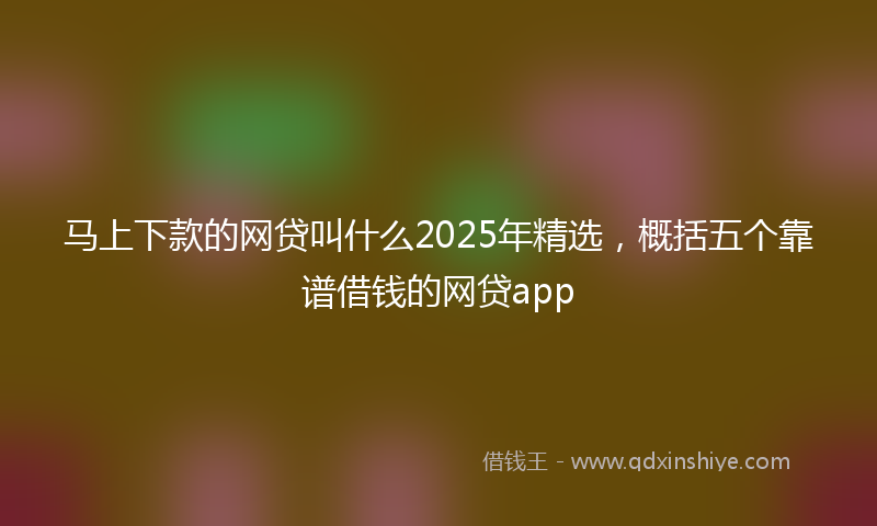 马上下款的网贷叫什么2025年精选，概括五个靠谱借钱的网贷app