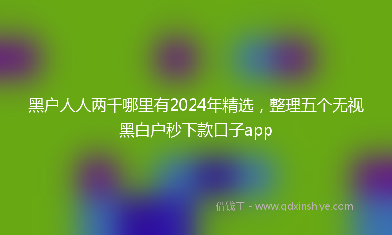 黑户人人两千哪里有2024年精选，整理五个无视黑白户秒下款口子app