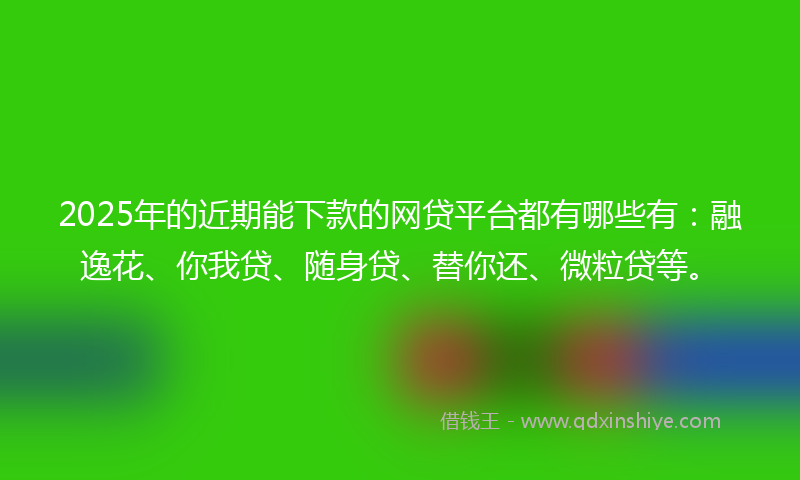 2025年的近期能下款的网贷平台都有哪些有：融逸花、你我贷、随身贷、替你还、微粒贷等。