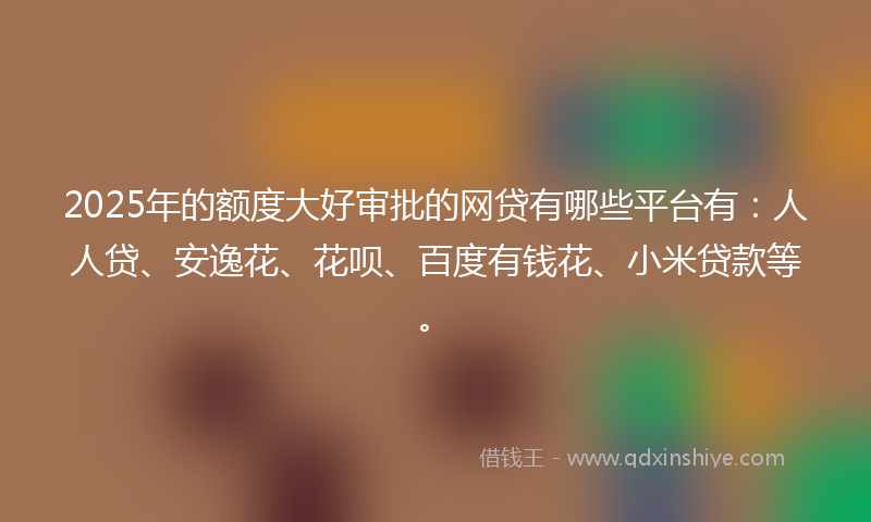 2025年的额度大好审批的网贷有哪些平台有：人人贷、安逸花、花呗、百度有钱花、小米贷款等。
